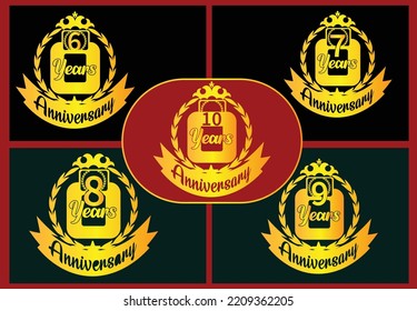 6 to 10 years anniversary logo and sticker design bundle