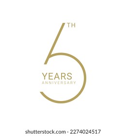 6, 6th Year Anniversary Logo, Vector Template Design element for birthday, invitation, wedding, jubilee and greeting card illustration.