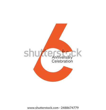 6, 6th Year Anniversary Logo, 6th  Birthday, Six, Vector Template Design element for birthday, invitation, wedding, jubilee and greeting card illustration.