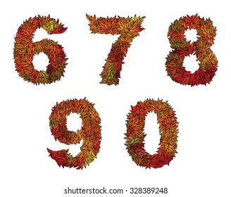 6 7 8 9 0 red autumn leaves (leafs) of the tree type