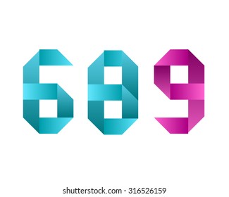 6 8 9, six eight and nine letter symbol logo icon in ribbon style