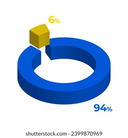 6 94 3d pasos vectoriales de ilustración de gráfico circular donut 