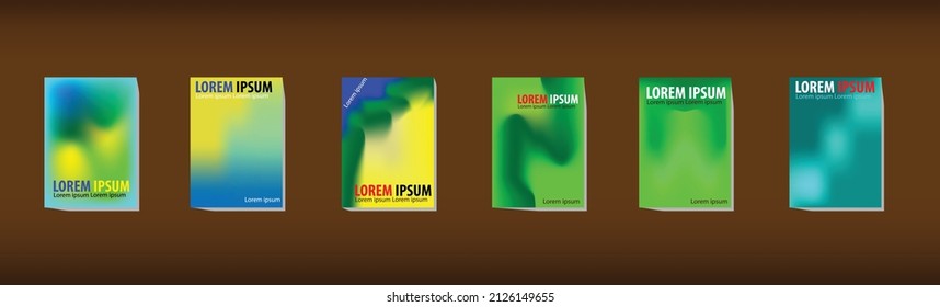 6 abstract cover concept. 3 color combination. Illustration with the mesh tool. For the background of brochures, papers, magazines, books, and posters. A4 size vector can be edited.