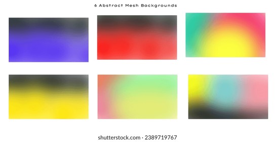 6 Abstract Mesh Backgrounds. Set of vector gradient backgrounds. For covers, wallpapers, branding, business cards, social media posts , ads, websites.