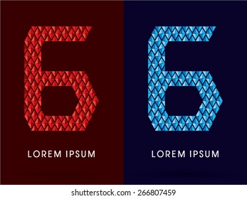 6 Abstract Number, font, concept hot and cool, fire and ice, graphic, vector.