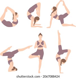 6 advanced yoga stretching poses illustration