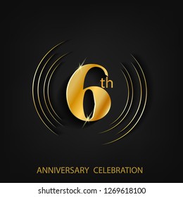 6 anniversary gold with a circle frame and a dark background, giving the impression of luxury