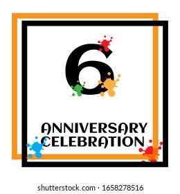 6 anniversary logo vector template. Design for banner, greeting cards or print