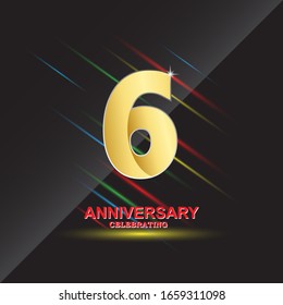 6 anniversary logo vector template. Design for banner, greeting cards or print