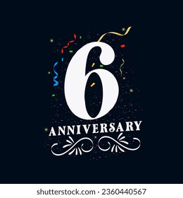 6 Anniversary luxurious Golden color 6 Years Anniversary Celebration Logo Design Template