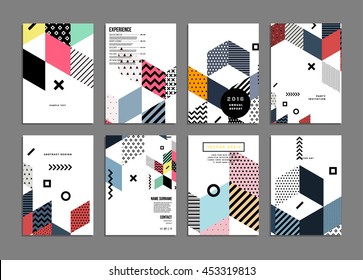 6 Annual report brochure template, Leaflet cover presentation, Flyer abstract flat background design, A4 layout vector.