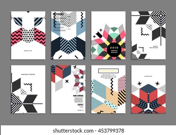 6 Annual report brochure template, Leaflet cover presentation, Flyer abstract flat background design, A4 layout vector.