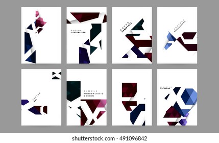 6 Annual report brochure template, Leaflet cover presentation, Flyer abstract flat background design, Book or Magazine Cover Pattern, A4 layout vector.