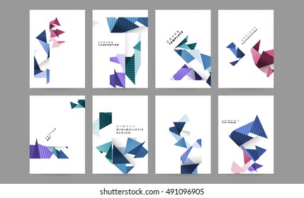 6 Annual report brochure template, Leaflet cover presentation, Flyer abstract flat background design, Book or Magazine Cover Pattern, A4 layout vector.