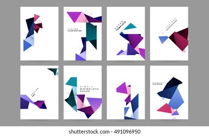 6 Plantilla de folleto de informe anual, presentación de portada de folletos, diseño de fondo plano abstracto de volante, patrón de cubierta de libro o revista, vector de diseño A4.