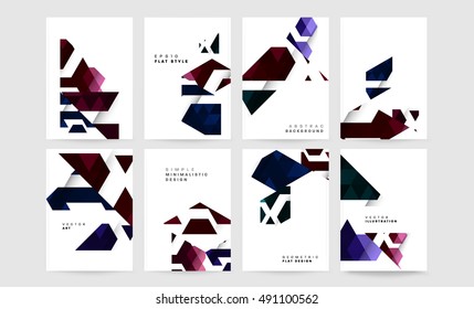 6 Plantilla de folleto de informe anual, presentación de portada de folletos, diseño de fondo plano abstracto de volante, patrón de cubierta de libro o revista, vector de diseño A4.