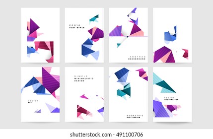 6 Annual report brochure template, Leaflet cover presentation, Flyer abstract flat background design, Book or Magazine Cover Pattern, A4 layout vector.