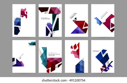 6 Annual report brochure template, Leaflet cover presentation, Flyer abstract flat background design, Book or Magazine Cover Pattern, A4 layout vector.