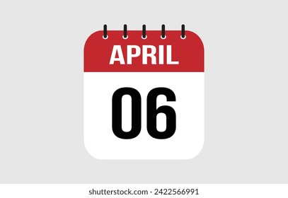 6. April-Kalender. April-Kalender-Vektorgrafik.