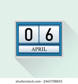 6 April flat daily calendar icon. Vector calendar template for the days of April