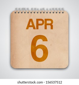 6 April on Old Notebook Vector