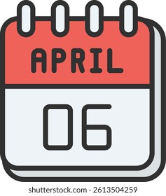 6 April Outline Filled Style Icon