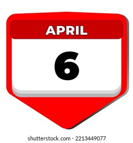 6. April Vektorsymbol Kalendertag. 6 April. Sechster April-Tag. 6. Datumnummer. 6 Tage Kalender. Sechs Verabredungen. Vektorgrafik