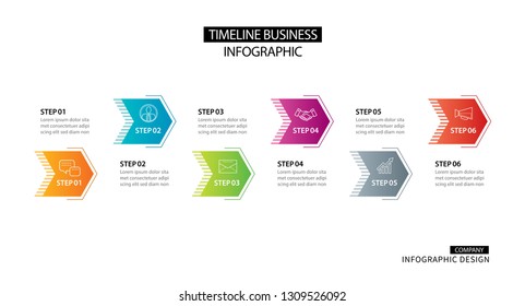 6 arrow infographic with abstract template. Presentation step business modern background. 