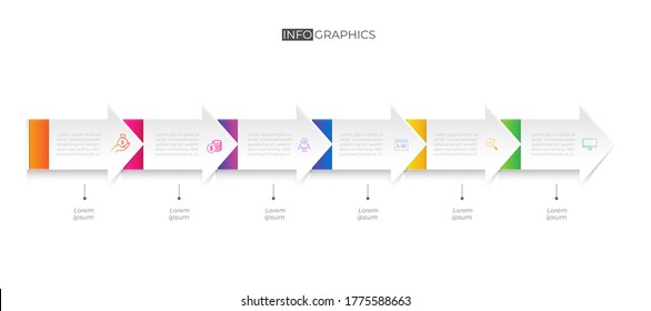 6 Arrow and partition Color gradient chart origami paper color info-graphic template for diagram presentation chart
and business concept with 5 or 6 element options