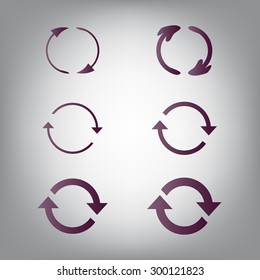 6 arrow sign reload refresh rotation loop pictogram.  