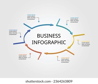 6 arrow template for infographic for presentation for 6 element