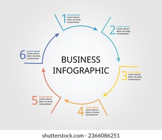 6 Pfeil-Vorlage für Infografik zur Präsentation für 6 Elemente