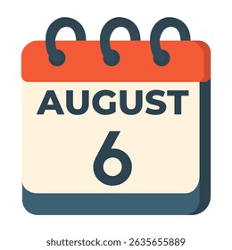 6 august calendar vector on white background
Vector calendar with date