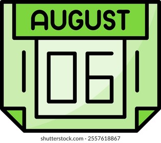 6 August Filled Style Icon Design