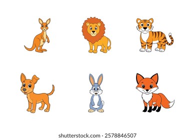 6 babe animal white background