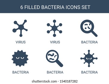 6 bacteria icons. Trendy bacteria icons white background. Included filled icons such as virus. bacteria icon for web and mobile.