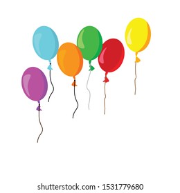 6 balloon style, 6 colors separated on white background. Vector set.