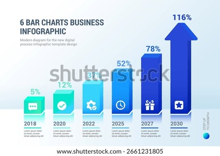 6 Bar Charts infographic template, revenue chart, growth chart slide presentation