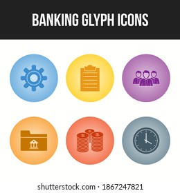 6 Beautiful Banking Glyph vector icon set
