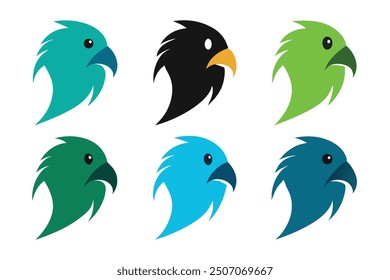 6 bird head silhouette vectors perfect for clipart line art and printable designs