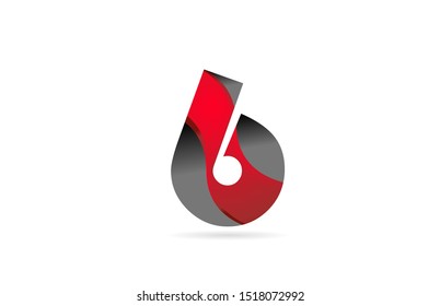 6 black grey red number for company logo icon design. Suitable for a brand or business as logotype