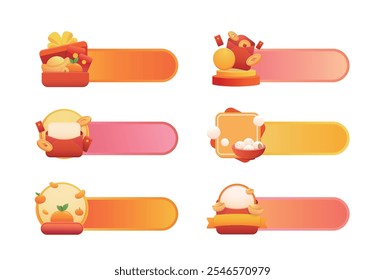 6 blank advertising templates or banners, Chinese New Year style
