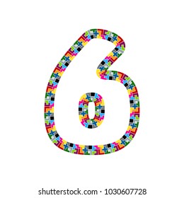 6 Block Puzzle Letter Logo Icon Design