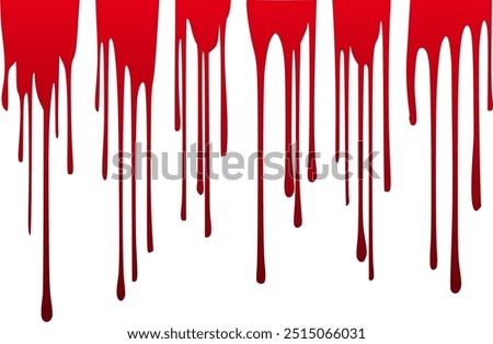 6 blood drip vector illustration element set, blood dripping, bloody, red paint drip, blood bundle, horror pack, halloween vector, bleed on background, transparent blood