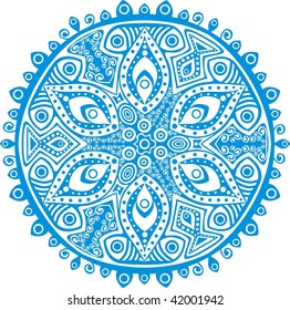 #6 blue vector snowflake on white background
