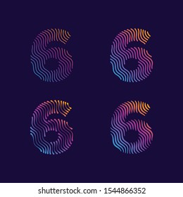 6 Bold Number Modern Unique Wave Line for fashion decoration background cover wall graphic element for all company profile and personal with high end look