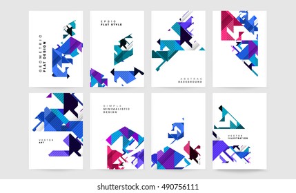 6 Brochure template layouts, cover design annual report, vector