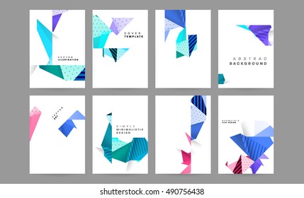6 Brochure template layouts, cover design annual report, vector