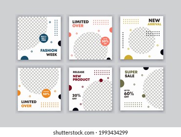 6 a bundle of editable minimal banner templates. Modern set post in pastel background. Suitable for social media posts and web or internet ads. Vector illustration with photo college