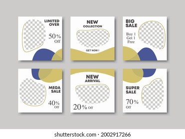6 bundle of social media banner post promotion. Design backgrounds for social media banner with pastel color. Layout mega sale promotion. Vector illustration with photo college